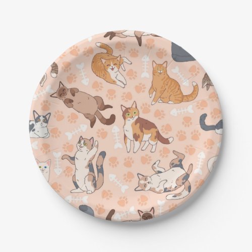 Cat pattern paper plates