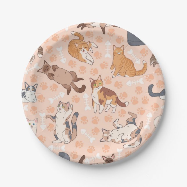 Cat pattern paper plates (Front)