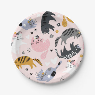 Cat pattern paper plates