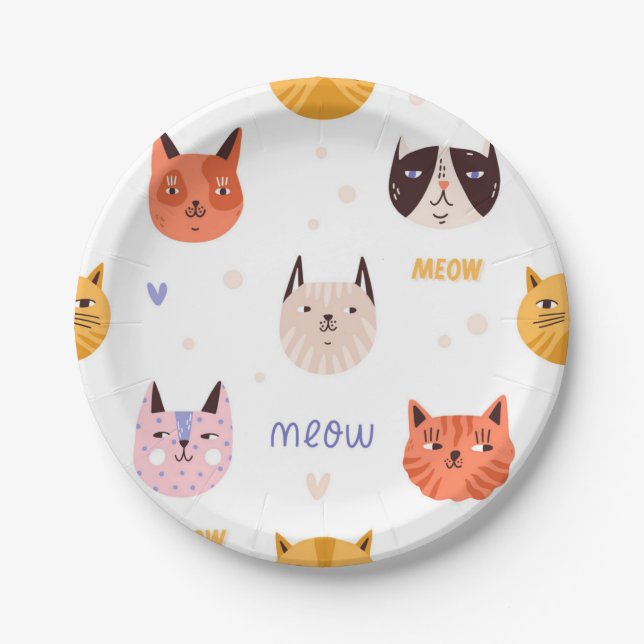 Cat pattern paper plates (Front)