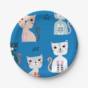 Cat pattern paper plates
