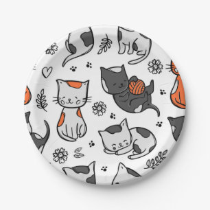 Cat pattern paper plates