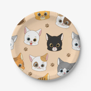 Cat pattern paper plates