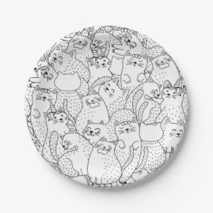 Cat pattern paper plates