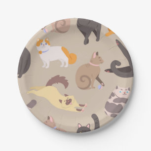 Cat pattern paper plates