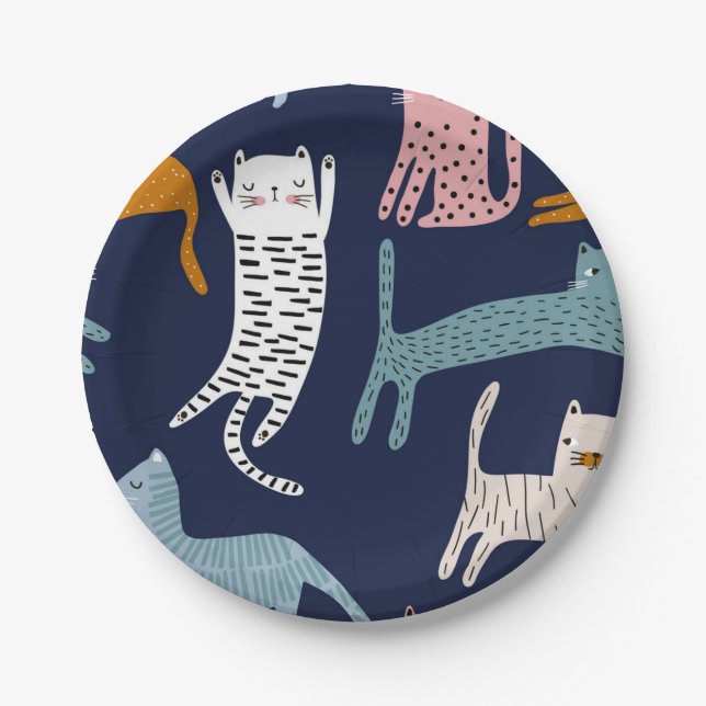 Cat pattern paper plates (Front)