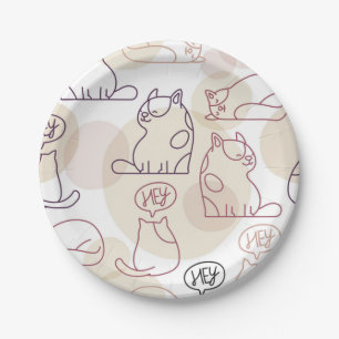 Cat pattern paper plates