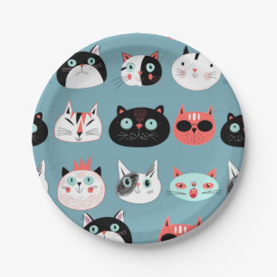 Cat pattern paper plates