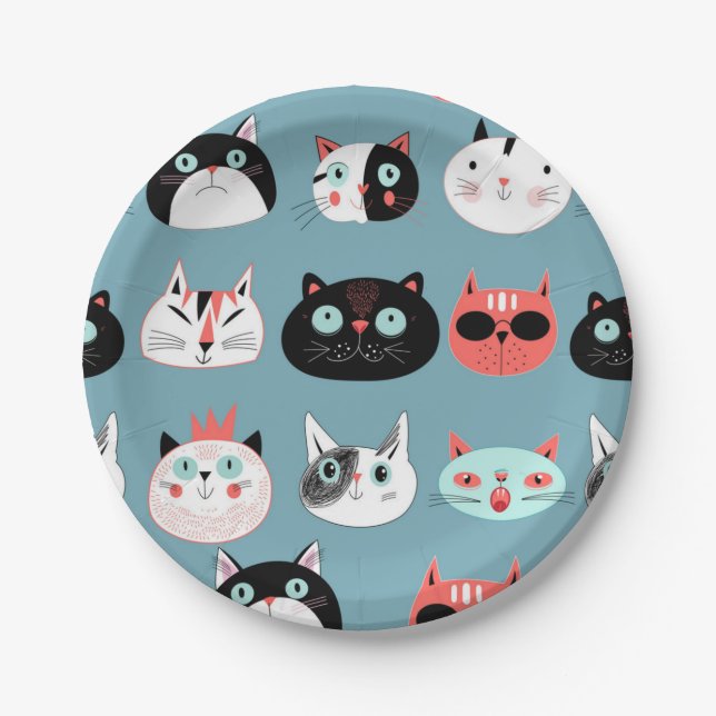 Cat pattern paper plates (Front)
