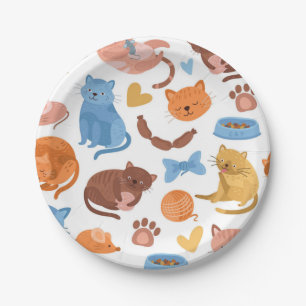Cat pattern paper plates