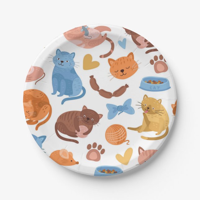 Cat pattern paper plates (Front)