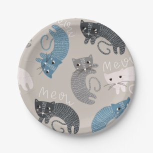 Cat pattern paper plates