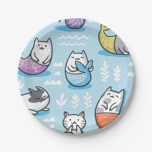 Cat pattern paper plates (Front)
