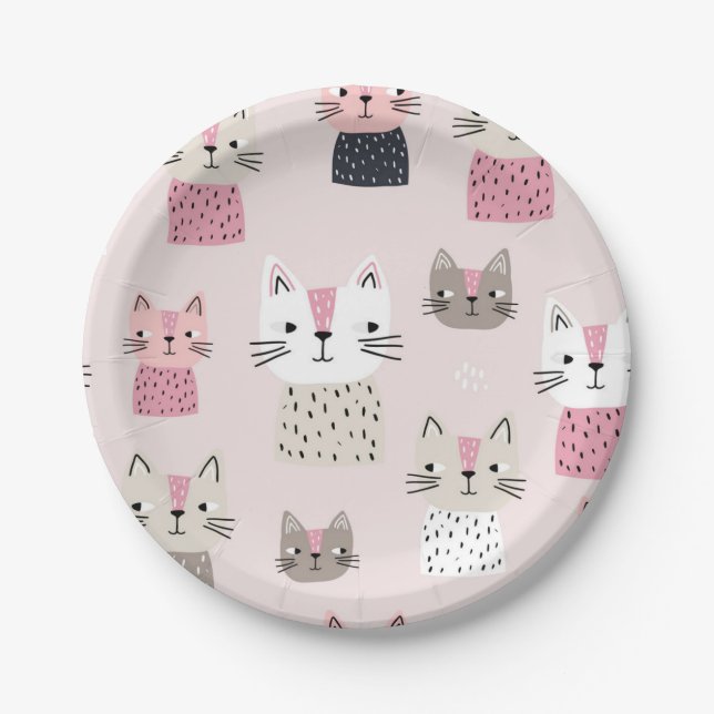 Cat pattern paper plates (Front)