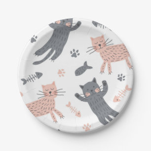 Cat pattern paper plates