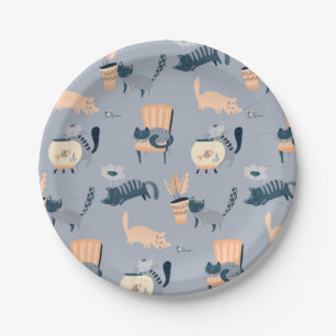 Cat pattern paper plates