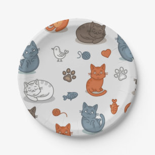 Cat pattern paper plates