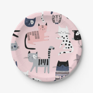 Cat pattern paper plates