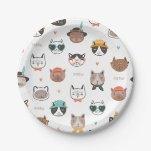 Cat pattern paper plates