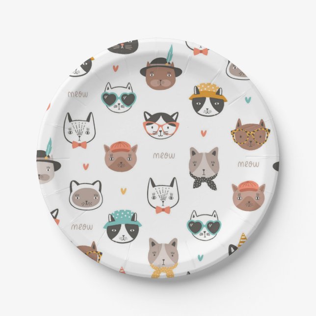 Cat pattern paper plates (Front)