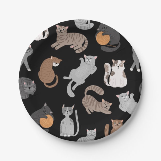 Cat pattern paper plates (Front)