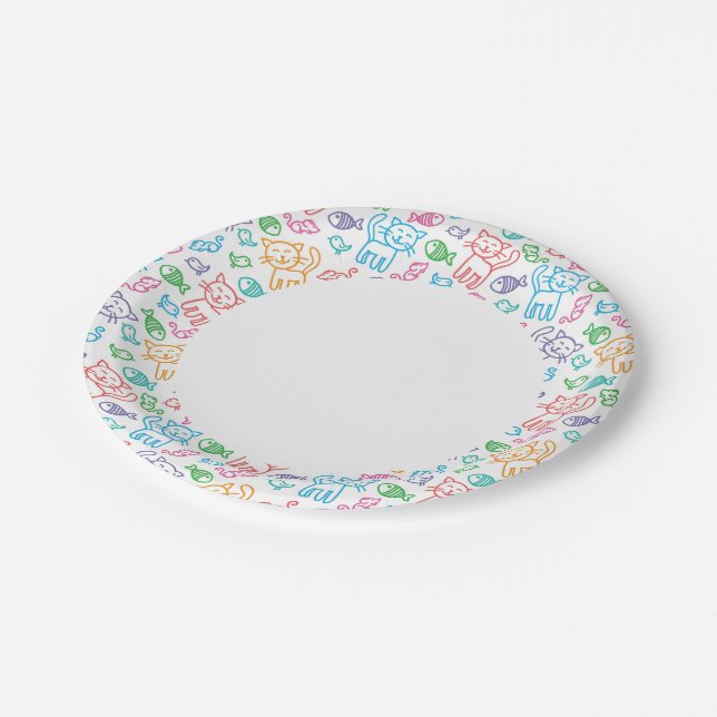 cat pattern paper plates (Angled)