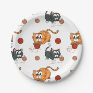 Cat pattern paper plates