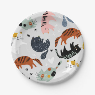 Cat pattern paper plates