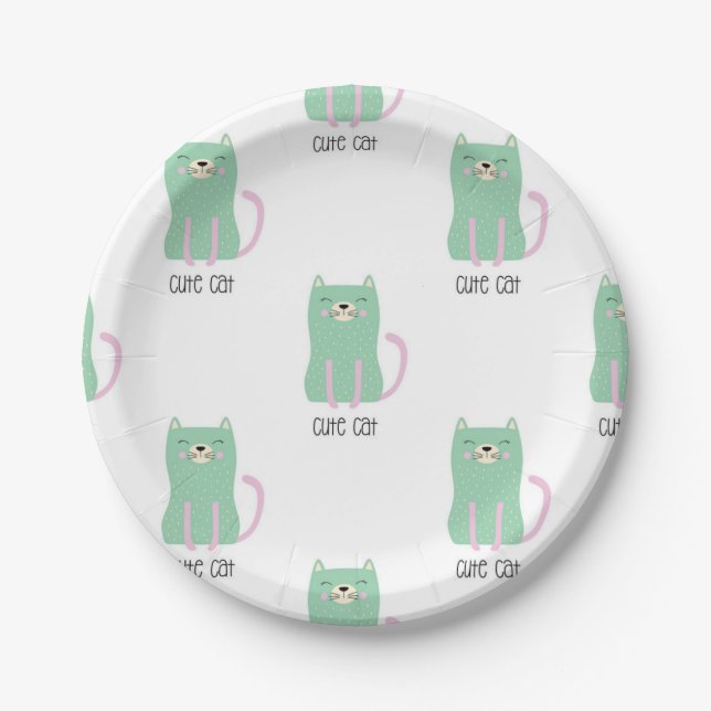 Cat pattern paper plates (Front)