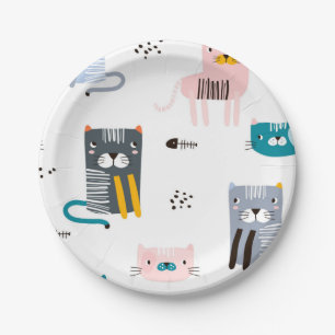 Cat pattern paper plates