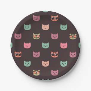 Cat pattern paper plates