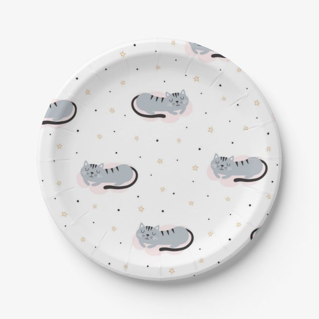 Cat pattern paper plates (Front)