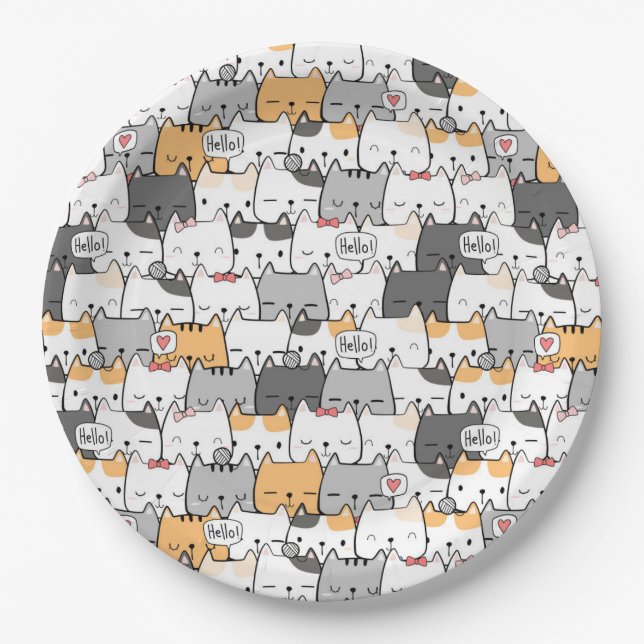 Cat Pattern Paper Plates (Front)