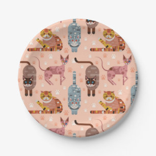 Cat pattern paper plates