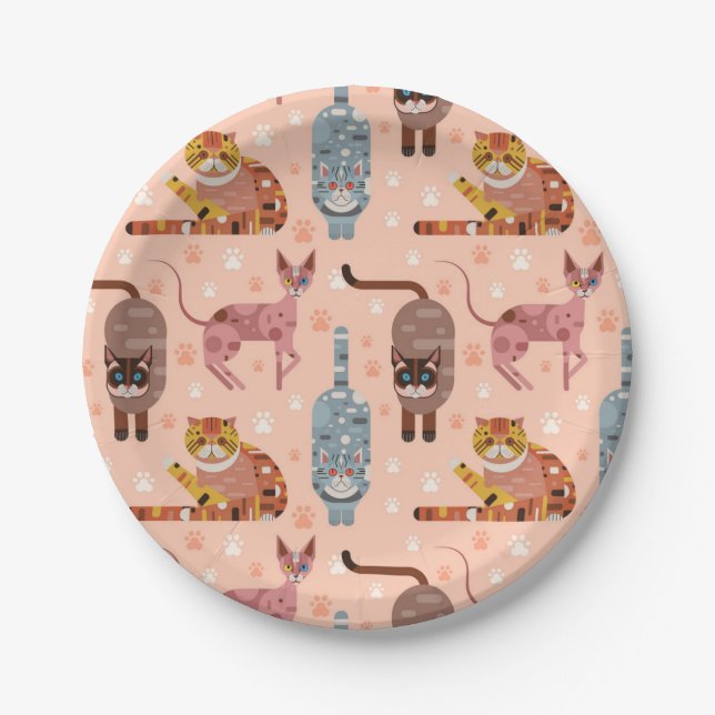 Cat pattern paper plates (Front)