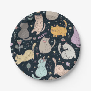 Cat pattern paper plates