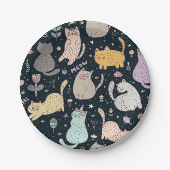 Cat pattern paper plates (Front)