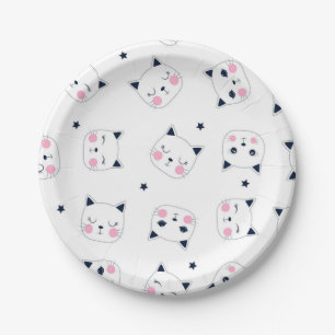 Cat pattern paper plates