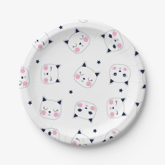 Cat pattern paper plates (Front)
