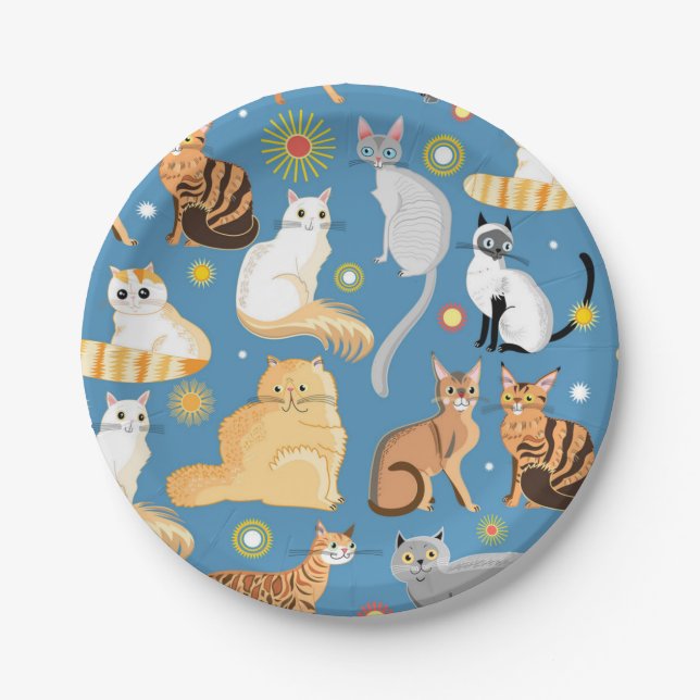 Cat pattern paper plates (Front)