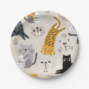 Cat pattern paper plates