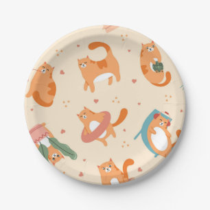 Cat pattern paper plates
