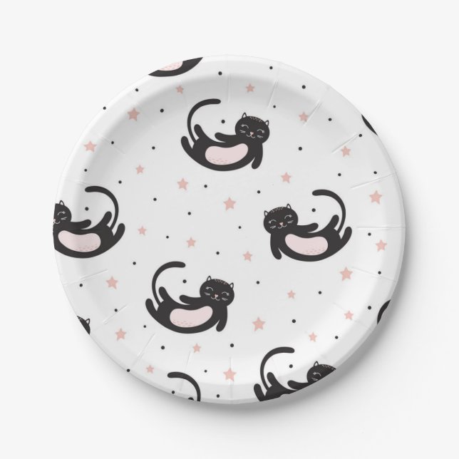 Cat pattern paper plates (Front)