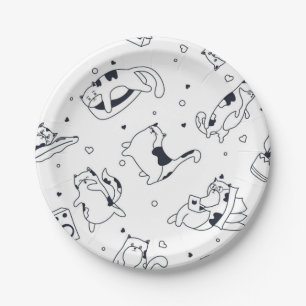 Cat pattern paper plates