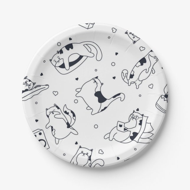 Cat pattern paper plates (Front)