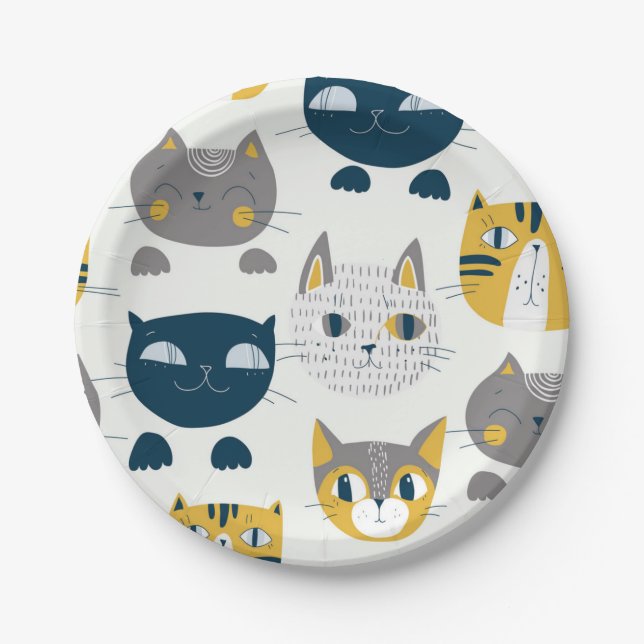 Cat pattern paper plates (Front)