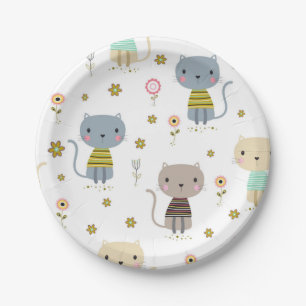 Cat pattern paper plates