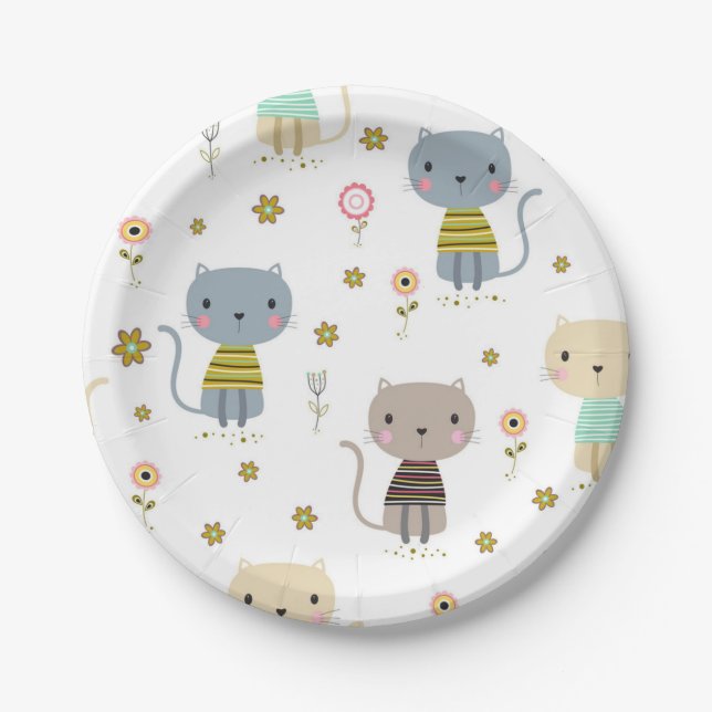 Cat pattern paper plates (Front)