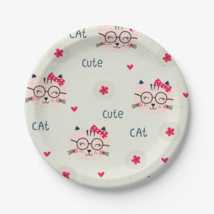 Cat pattern paper plates