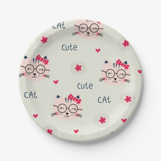 Cat pattern paper plates (Front)